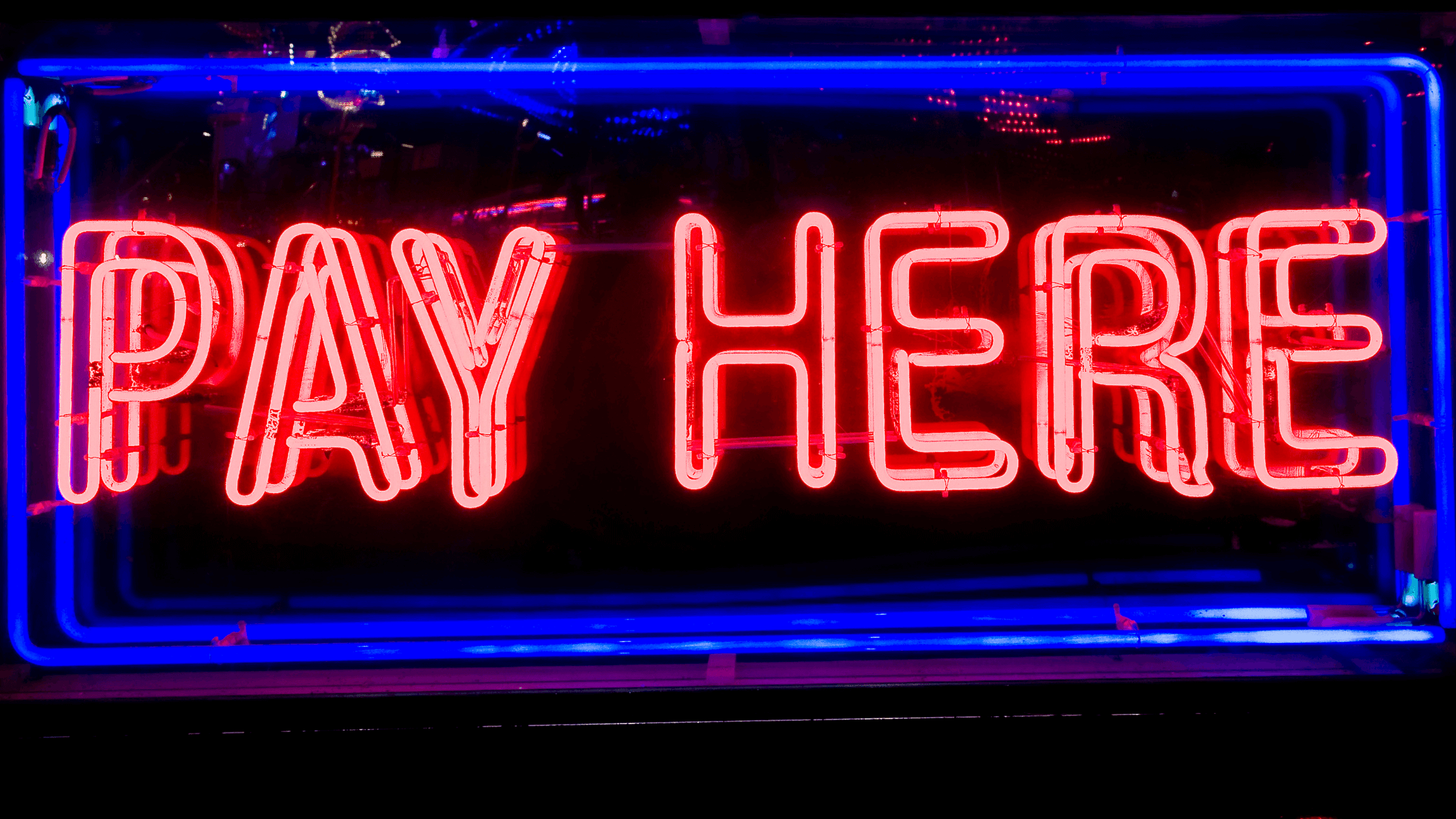 pay here neon sign